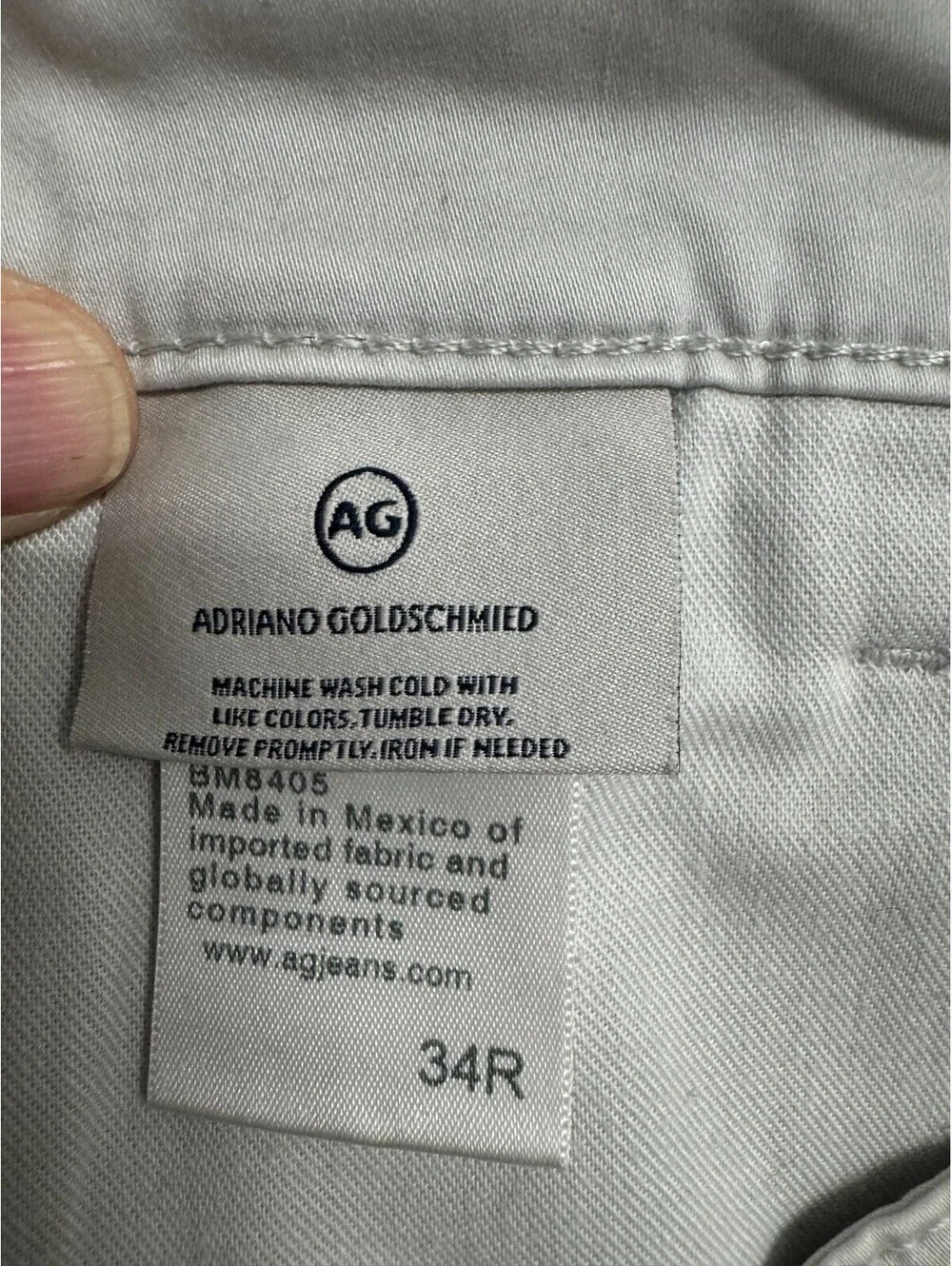 AG Adriano Goldschmied The Griffin Mens Pants 34R Khaki Stretch Chino